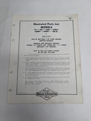 Briggs & Stratton Engine Illustrated Parts List Catalog Manual 6 Ms-3801
