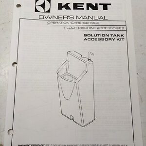 Kent Owner Service Parts Manual List Book Solution Tank Accessory Kit 1997