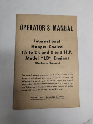 International Harvester Ih Hopper Cooled Model Lb Engines Operator'S Manual