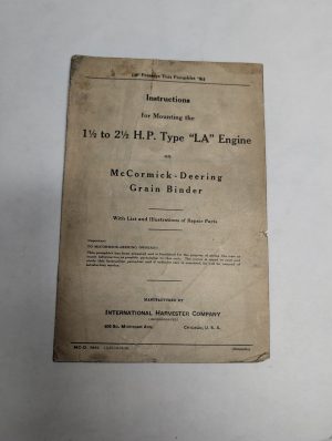 International Mounting Instruction Type La Engine Grain Binder Mccormick Deering
