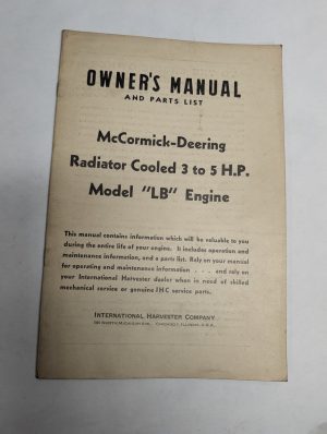 International Ih Radiator Cooled Model Lb Engines Owners Manual Parts List