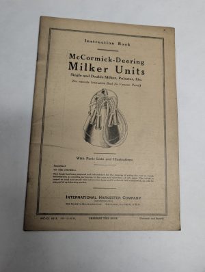 Mccormick Deering Milker Units Illustrated Parts List Owners Instruction Manual