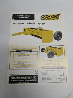 Ashland Sales Brochure Literature Specifications Sheet 10-S Scraper