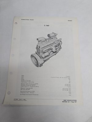 Detroit Diesel Engine Specifications Information Sheet 1960 C-160 C-175 Turbo