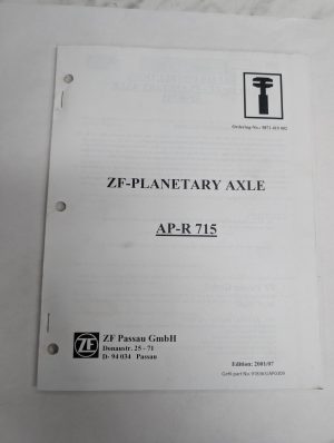 Zf Passau Gmbh Zf-Planetary Axle Ap-R 715 Gehl #918363/Ap0309 Service Manual