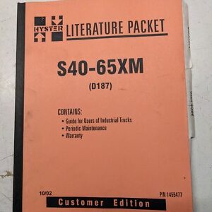 Hyster Literature Packet User Maintenance Fork Lift Manual E45-65Xm 2002