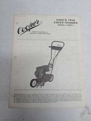 Cooper Edge'N Trim Edger Trimmer 41Xn22-4 Model Parts List & Instruction Manual