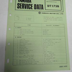 Original Oem Yamaha Service Data Sheets Motorcycle Specifications Dt175B