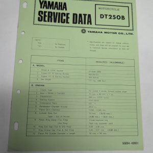 Original Oem Yamaha Service Data Sheets Motorcycle Specifications Dt250B