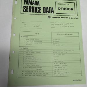 Original Oem Yamaha Service Data Sheets Motorcycle Specifications Dt400B