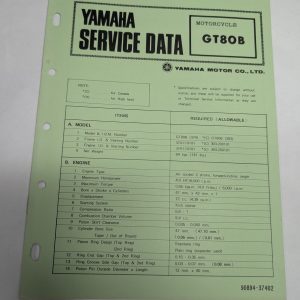Original Oem Yamaha Service Data Sheets Motorcycle Specifications Gt80B