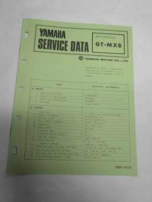 Original Oem Yamaha Service Data Sheets Motorcycle Specifications Gt-Mxb