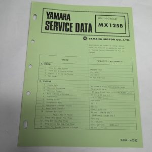 Original Oem Yamaha Service Data Sheets Motorcycle Specifications Mx125B