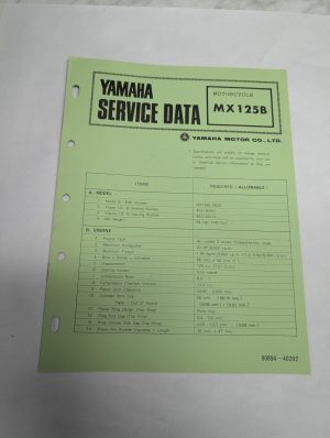 Original Oem Yamaha Service Data Sheets Motorcycle Specifications Mx125B