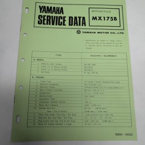 Original Oem Yamaha Service Data Sheets Motorcycle Specifications Mx175B