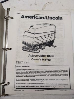 American Lincoln Autoscrubber 81 66 D 1995 Owners Manual Parts List Book