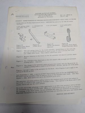 Western Snowplow Division Douglas Motors Service Bulletin C-Line Ih Trucks