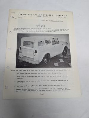 International Ih Motors Trucks “B” M T #98 1961 New Sport Tops Sales Literature