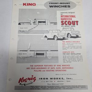 Koenig King Front Mount Winches For International Scout Trucks Sales Literature