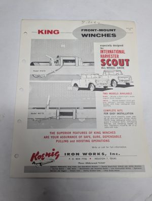 Koenig King Front Mount Winches For International Scout Trucks Sales Literature