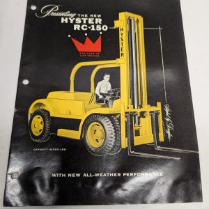 Hyster Fork Lift Truck Sales Brochure Literature Information Catalog 1956 Rc-150