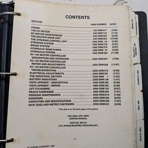 Hyster Service Manual Narrow Aisle N 40 50 45 Ea Er Fork Lift Truck 1991 897215
