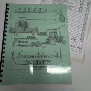 Balzer Models 1200 1500 1800 2000 Shredder Pull Type Owners Manual Operation
