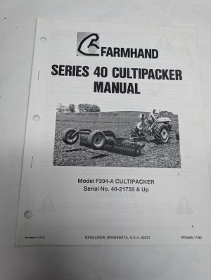 Farmhand Series 40 Cultipacker Manual Operators Owners F204-A 1Pd665-1190