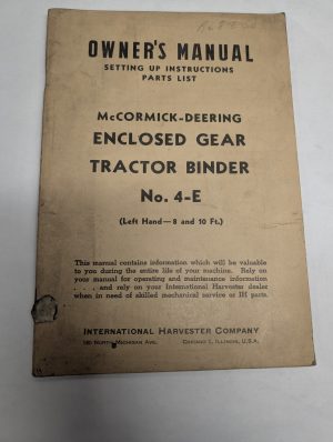 International Ih Mccormick Deering Owners Instruction Manual Tractor Binder 4-E