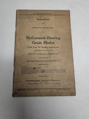 Ih Mccormick Deering Owners Instruction Manual Type 'M' Grain Binder 1937