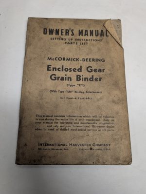 Ih Mccormick Deering Owners Instruction Manual Gear Grain Binder E Type Em