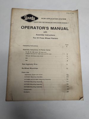 Gandy Operator'S Manual Assembly Instruction Ih Press Wheel Planters Row