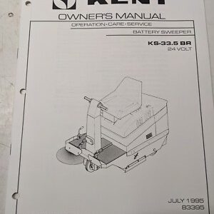 Kent Owners Manual Operation Service Parts List Book Ks-33.5 Br 1995 Sweeper