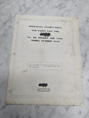 Aapp Operating Instructions Parts List Catalog Manual #60 Speed Air Vise 60-B