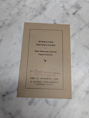 Bsa Huller Electrically Operated Tapping Machines Operating Instruction Manual