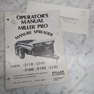 Miller Manure Spreaders 2110 2140 2160 219+0 2230 Operator'S Manual Information