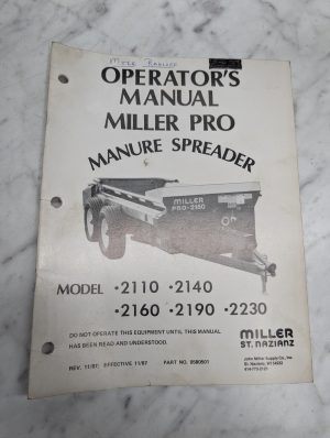 Miller Manure Spreaders 2110 2140 2160 219+0 2230 Operator'S Manual Owners