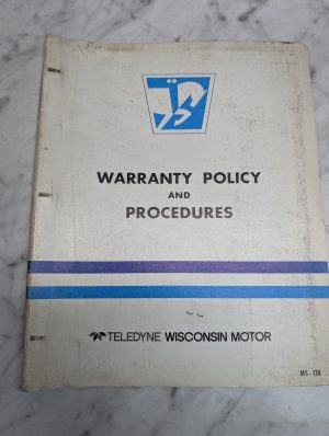 Teledyne Wisconsin Motor Ms-175 Warranty Policy & Procesdures Dealership Manual