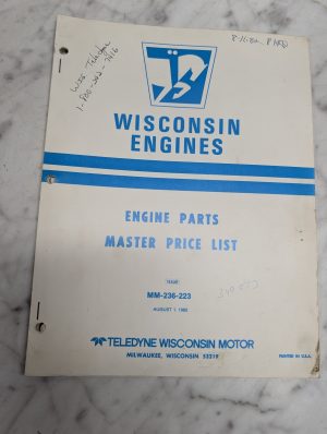 Teledyne Wisconsin Motor Mm-236-223 1982 Engine Parts Master Price List Sales