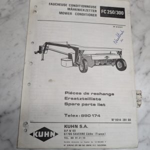 Kuhn Mower Conditioner Fc 250 300 Spare Parts List Book Catalog Manual 9014 281