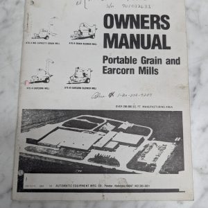 Automatic Equipment Owners Manual Portable Grain & Earcorn Mills