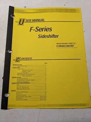 Cascade User Parts List Manual Sideshifter F-Series Fork Lift Truck 1999 219941