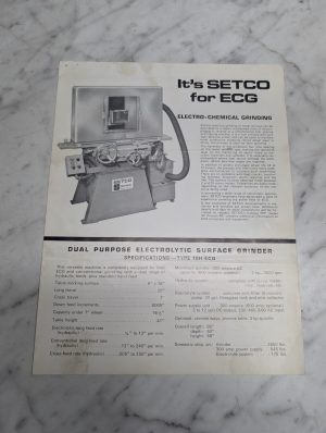 Its Setgo For Ecg Electro Chemical Grinding Sales Information Brochure
