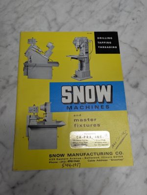 Snow Machines Master Fixtures Drilling Tapping Theading Sales Catalog # Sn 400