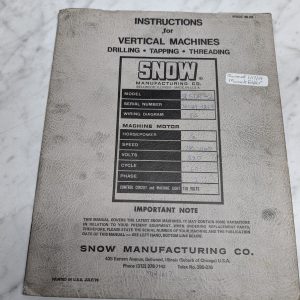 Snow Machines Operation Instruction Manual Vertical Drilling Tapping 25Dr-2