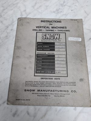 Snow Machines Operation Instruction Manual Vertical Drilling Tapping 25Dr-2