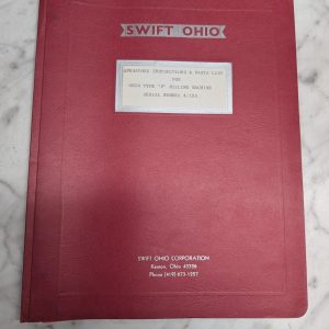 Swift Ohio Operators Instruction Parts List Manual Type P Milling Machine 4/125