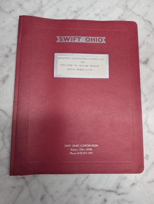 Swift Ohio Operators Instruction Parts List Manual Type P Milling Machine 4/125