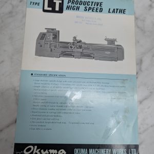 Okuma Type Lt Productive High Speed Lathe Sales Information Literature Specs