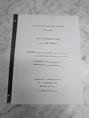 Hannifin Instruction & Maintenance Bulletin Open Gap Hydraulic Press Manual